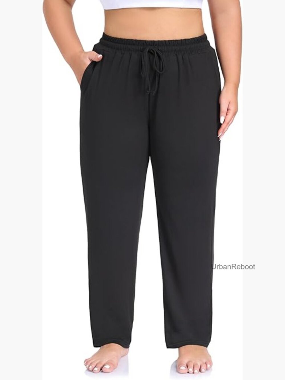 Plus Size Yoga Pants Straight Leg Joggers with Pockets